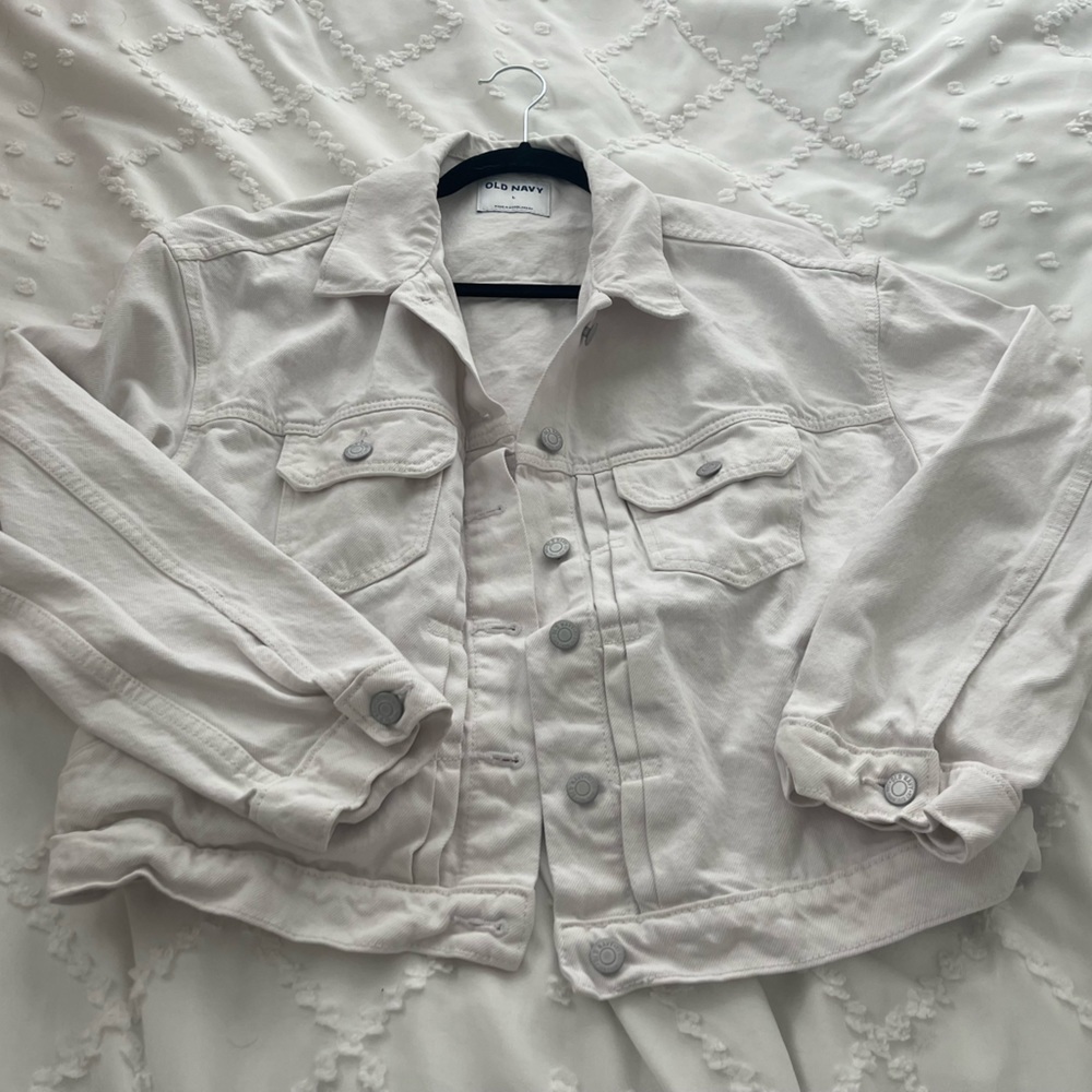 White cropped denim jacket - Old Navy Large